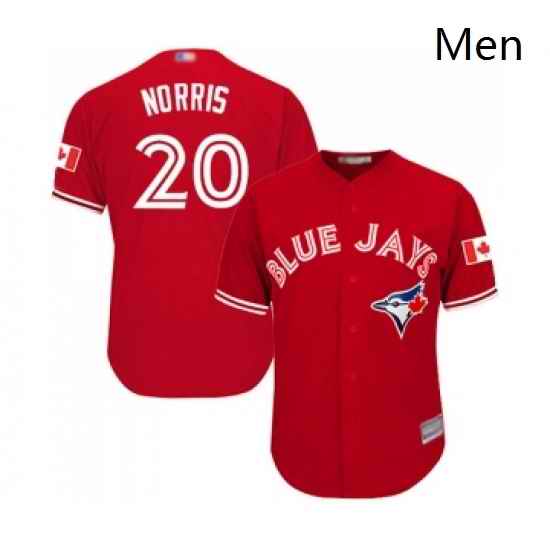 Mens Toronto Blue Jays 20 Bud Norris Replica Scarlet Alternate Cool Base Baseball Jersey
